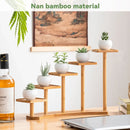 Bamboo Indoor Desktop Flower Stand for Living Room Office MultiTier Plant Holder - Round