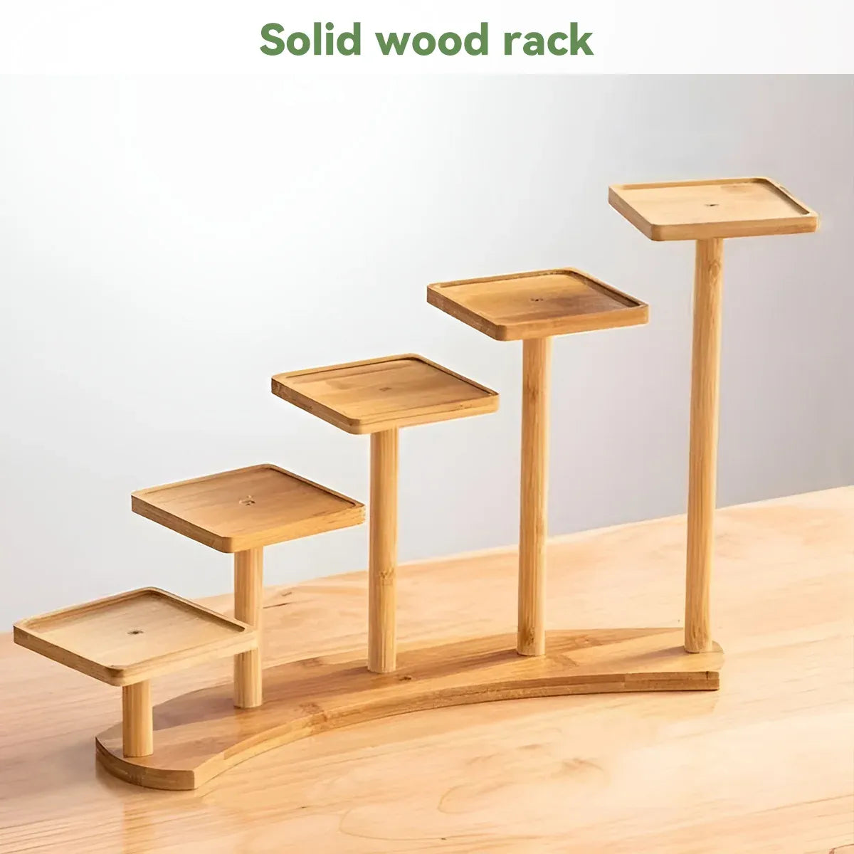 Bamboo Indoor Desktop Flower Stand for Living Room Office MultiTier Plant Holder - Round