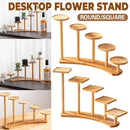 Bamboo Indoor Desktop Flower Stand for Living Room Office MultiTier Plant Holder - Round