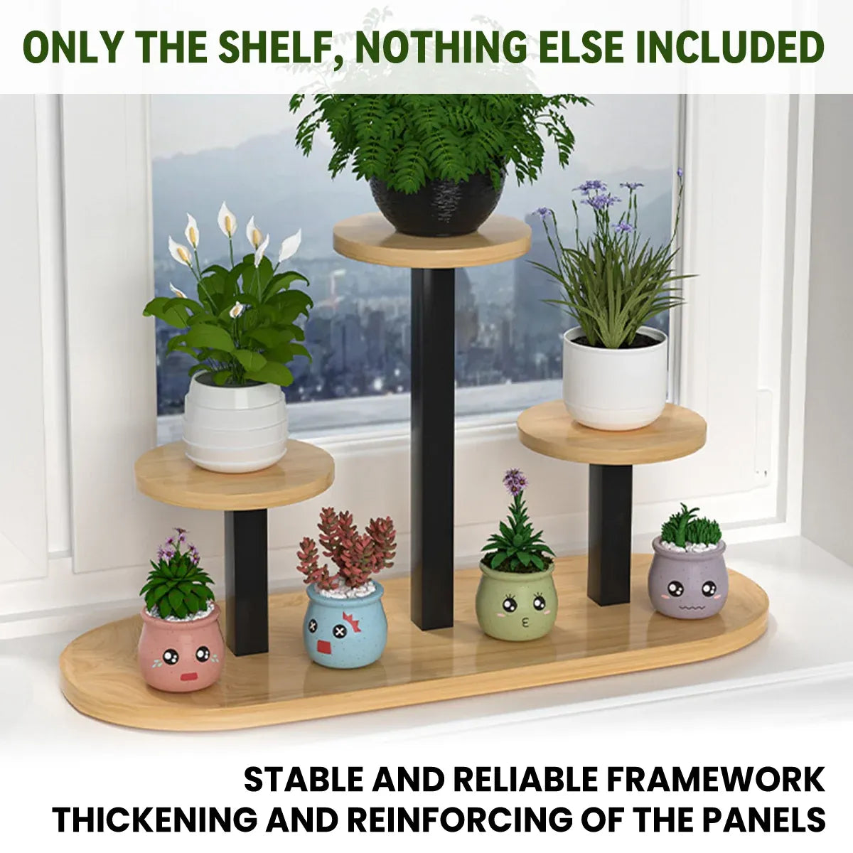 Desktop Window Sill Multi-Tier Plant Stand Shelf Sturdy Space-Saving Home Office