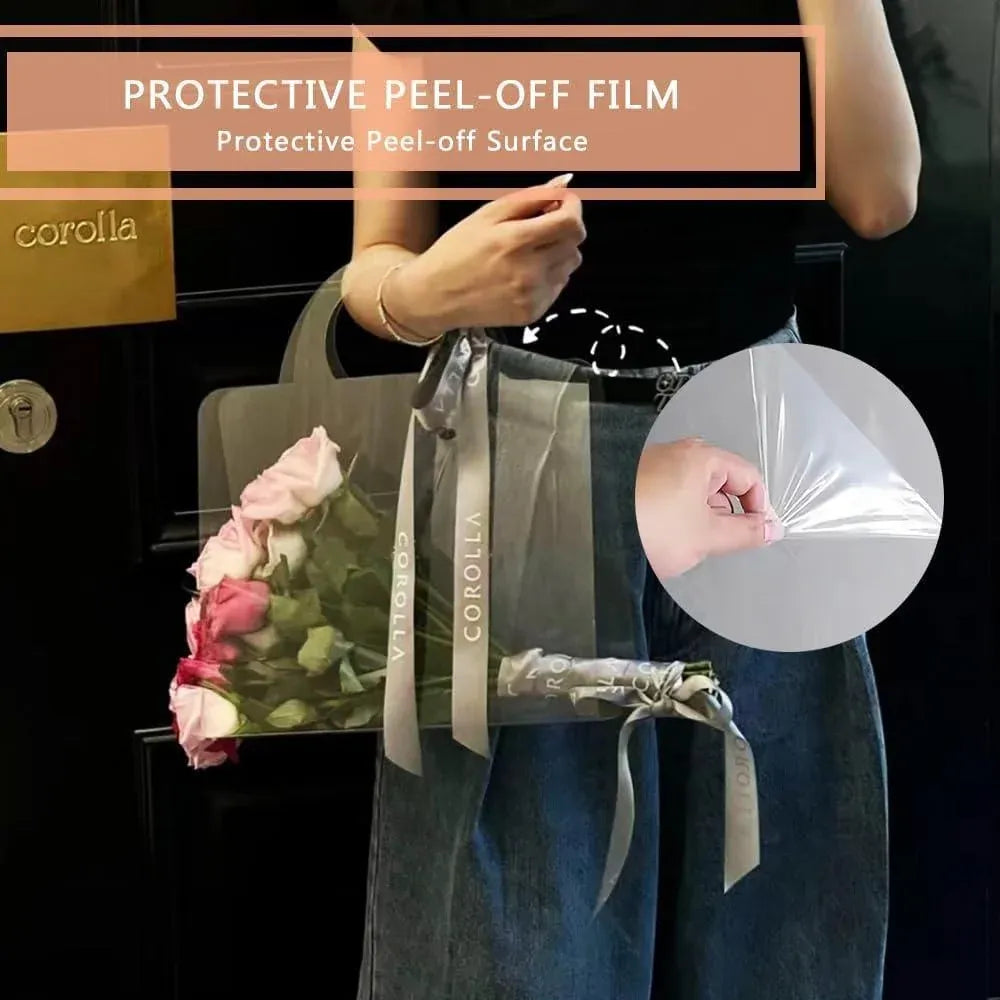 10pcs Transparent Flower Handbags Clear PET Bouquet Holder Gift Bags for Events - Love
