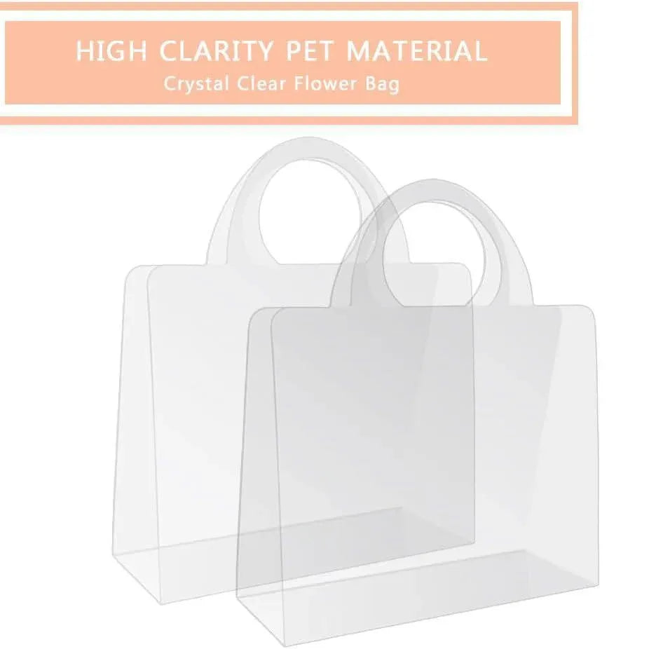 10pcs Transparent Flower Handbags Clear PET Bouquet Holder Gift Bags for Events - Love