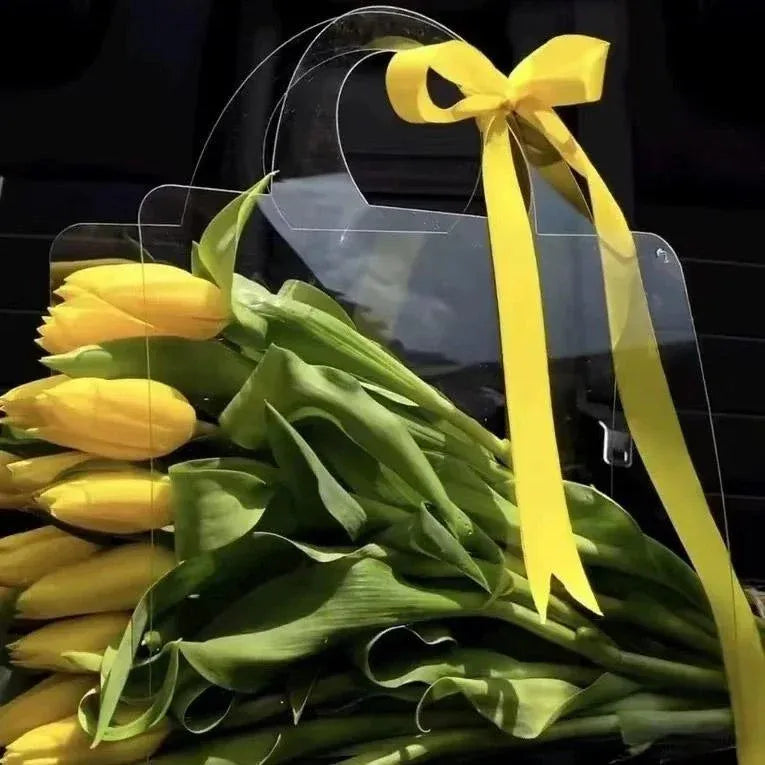 10pcs Transparent Flower Handbags Clear PET Bouquet Holder Gift Bags for Events - Love