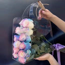 10pcs Transparent Flower Handbags Clear PET Bouquet Holder Gift Bags for Events - Love