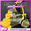 10pcs Transparent Flower Handbags Clear PET Bouquet Holder Gift Bags for Events - Square