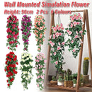 2PCS Artificial Rose Flower Garland Hanging Vine Home Wall Decor Fake Rattan - Purple