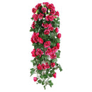 2PCS Artificial Rose Flower Garland Hanging Vine Home Wall Decor Fake Rattan - Rose Red
