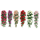 2PCS Artificial Rose Flower Garland Hanging Vine Home Wall Decor Fake Rattan - Rose Red