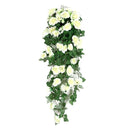 2PCS Artificial Rose Flower Garland Hanging Vine Home Wall Decor Fake Rattan - White