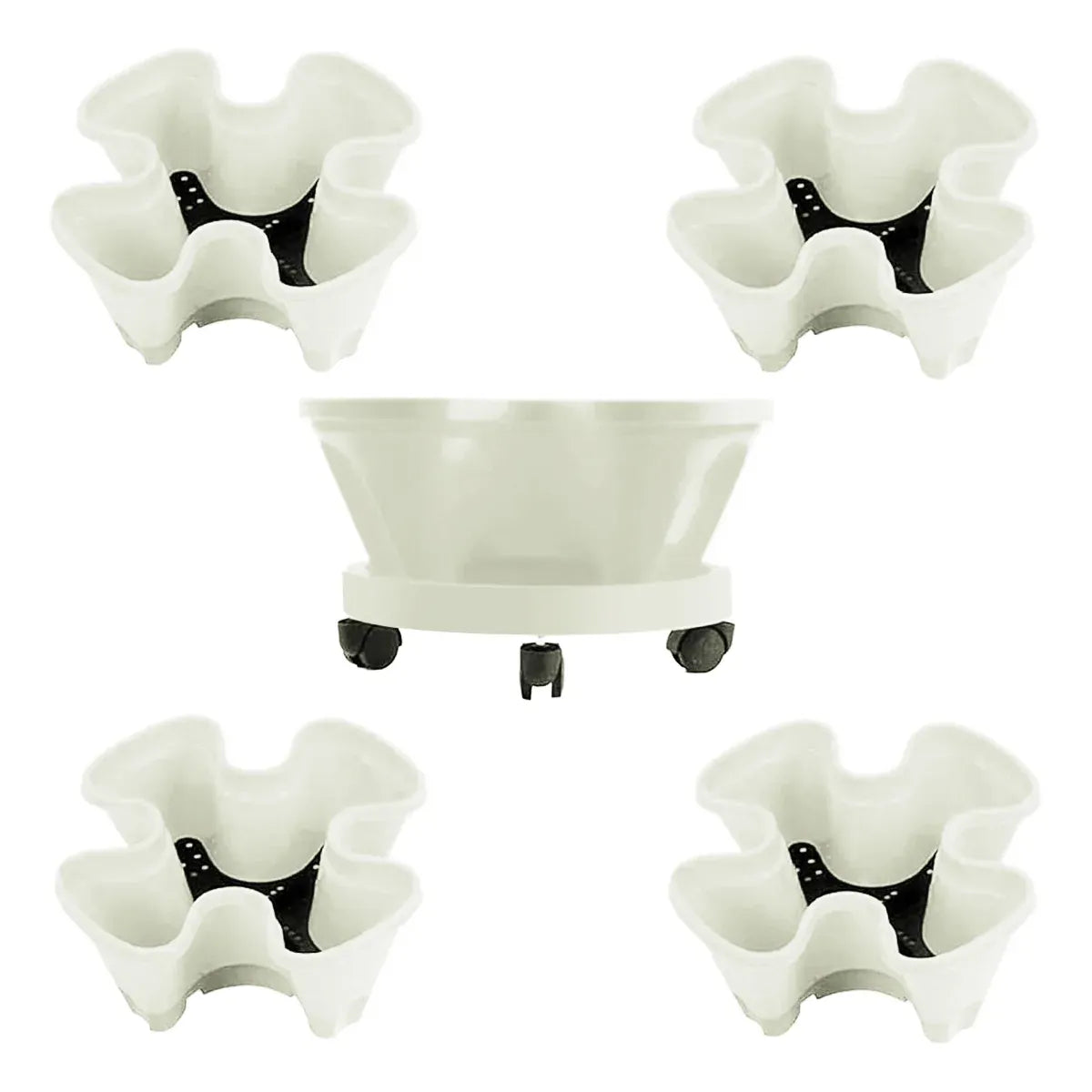 4-Petal 3D Plastic Flower Pot Planter for Indoor Outdoor Plants