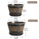 2PCS Wooden Barrel Style Plastic Flower Pots Anti Slip for Garden