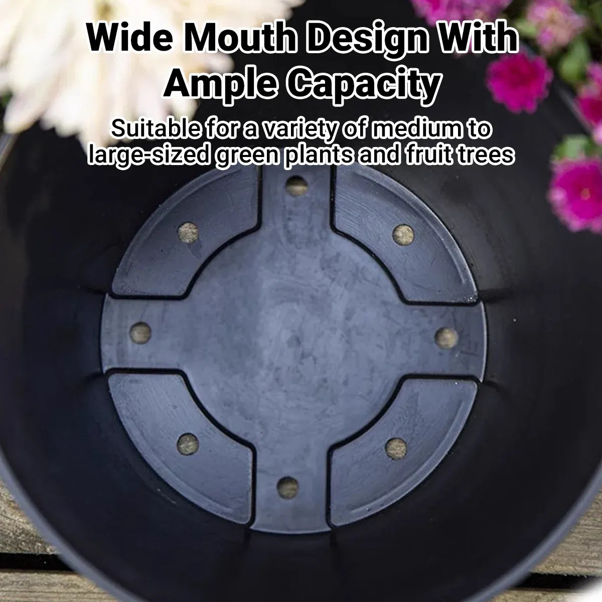 2PCS Wooden Barrel Style Plastic Flower Pots Anti Slip for Garden