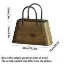 26cm Handbag Shape Flower Pot with Metal Handles Natural Wood