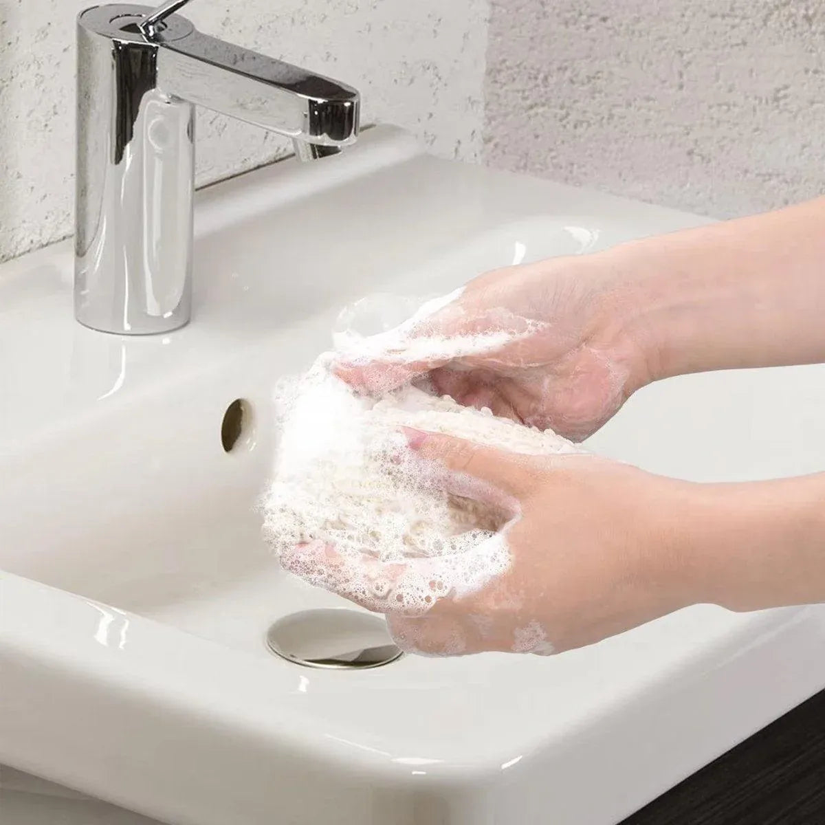 50PCS Soap Exfoliating Bags Cotton Linen Foaming Soap Saver Bag Pouch Drawstring