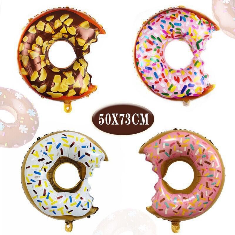Donut Foil Balloon Party Decoration with Bite 50x73cm Helium Sweet Icing Colours - D