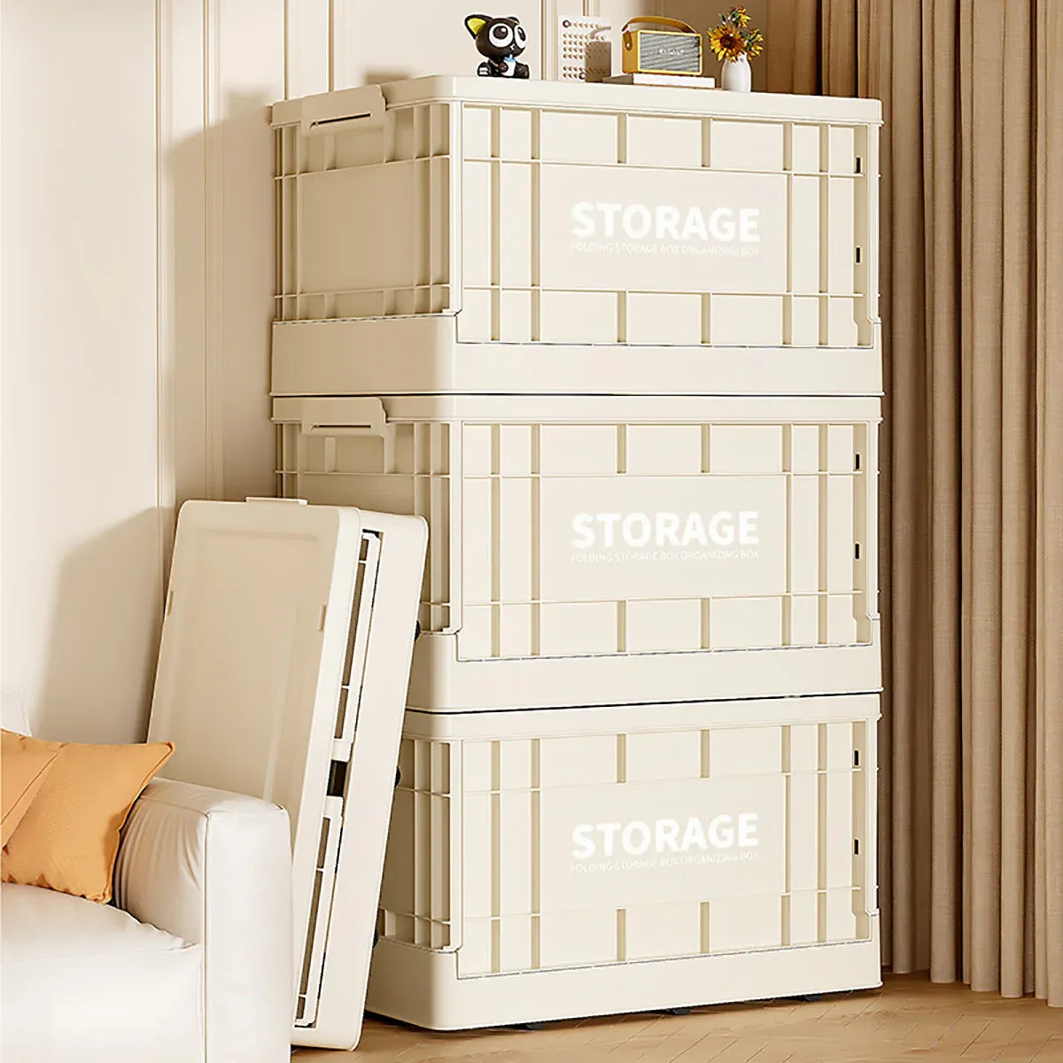 Foldable Large Capacity Household Toy Book Storage Box Space Saving Durable - L