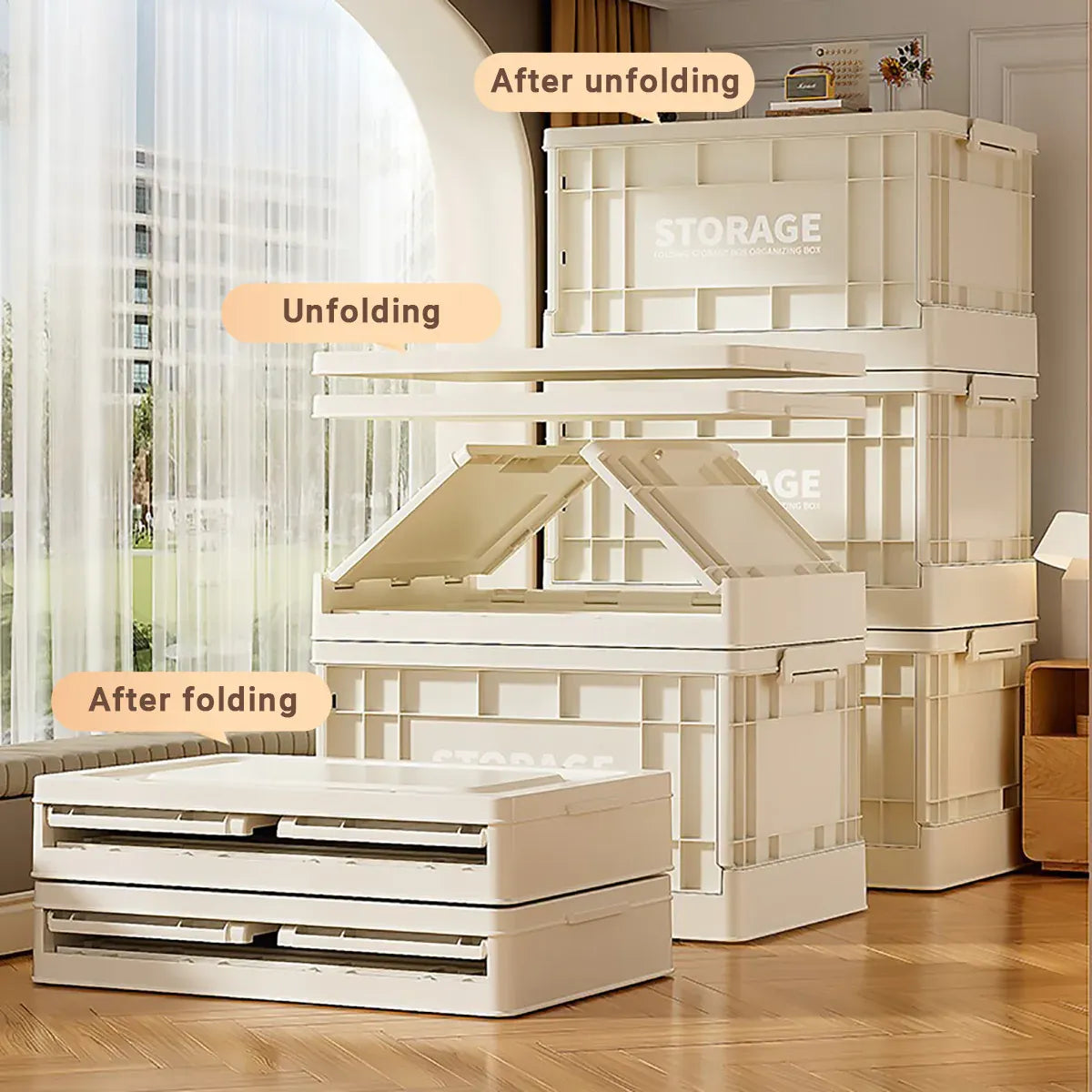 Foldable Large Capacity Household Toy Book Storage Box Space Saving Durable - L