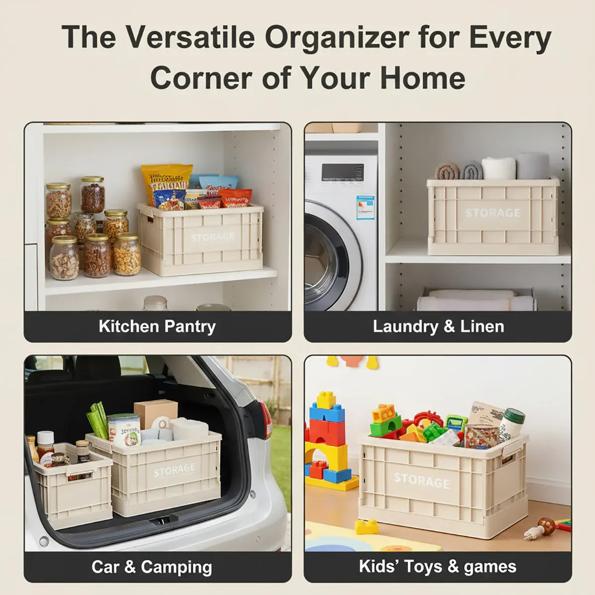 Foldable Large Capacity Household Toy Book Storage Box Space Saving Durable - M