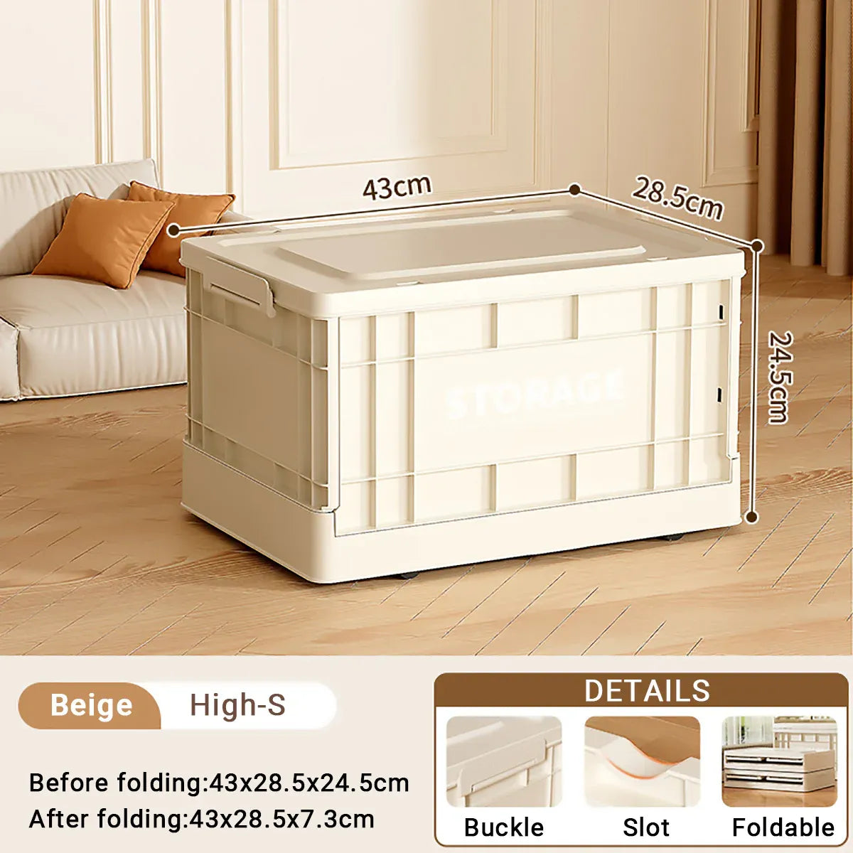 Foldable Large Capacity Household Toy Book Storage Box Space Saving Durable - M