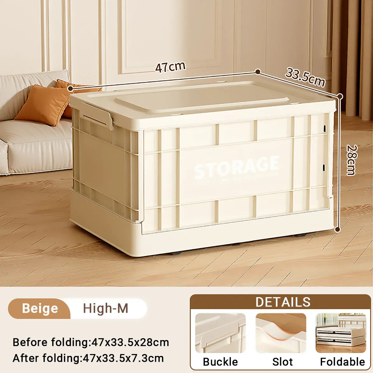 Foldable Large Capacity Household Toy Book Storage Box Space Saving Durable - S