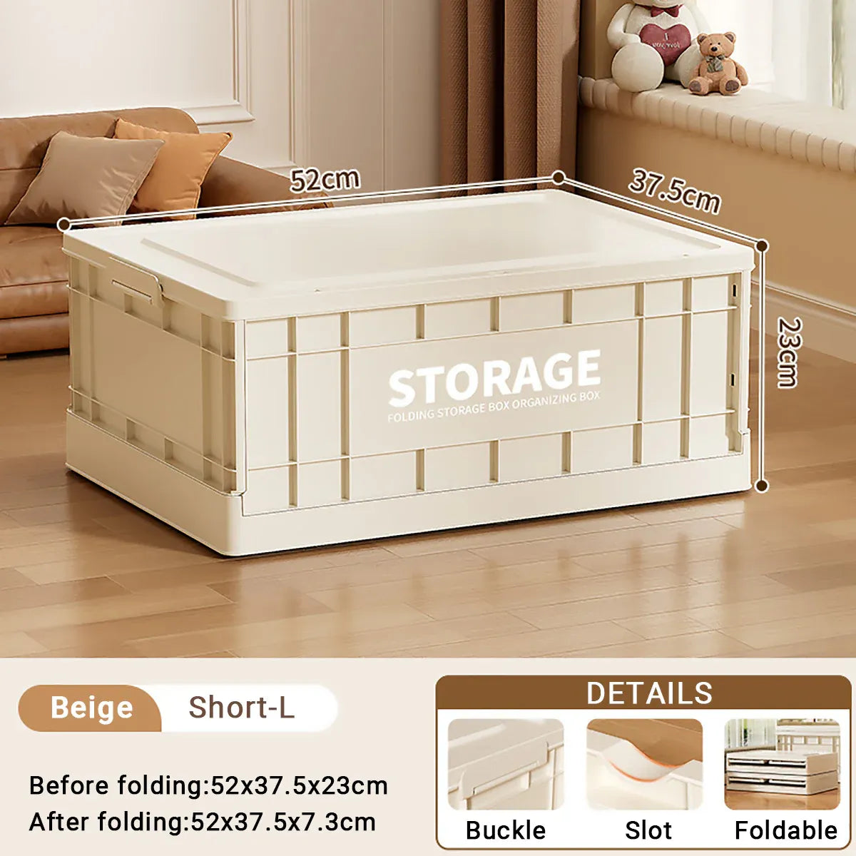 Foldable Large Capacity Household Toy Book Storage Box Space Saving Durable - L