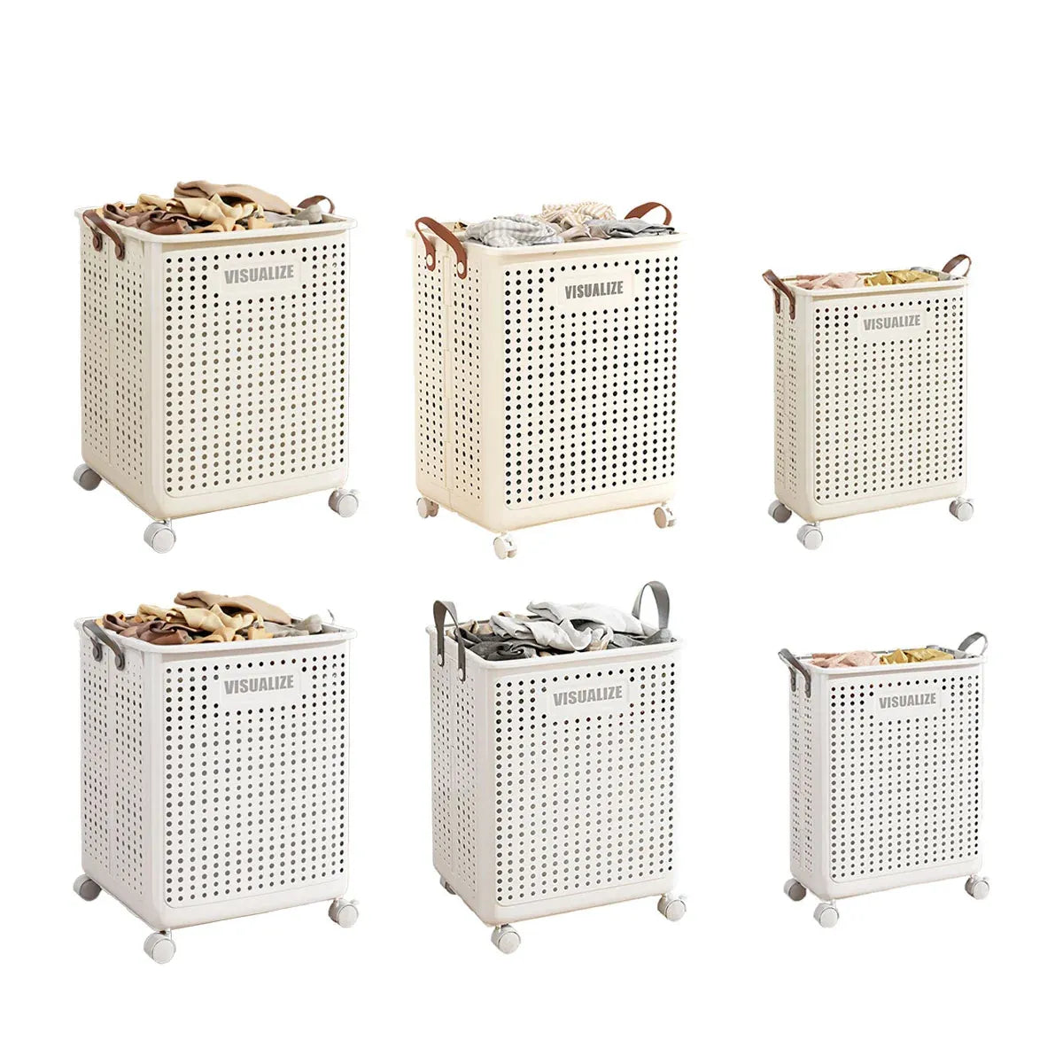 Folding Portable Laundry Basket Multifunctional Storage for Bathroom Household - M-Beige