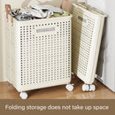 Folding Portable Laundry Basket Multifunctional Storage for Bathroom Household - M-Beige