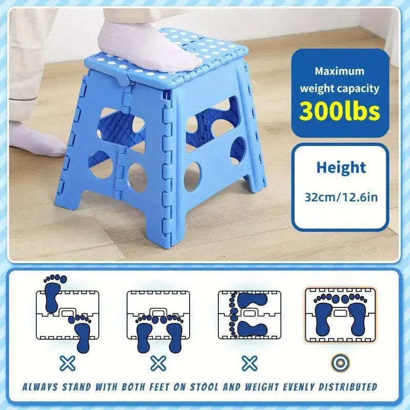 Portable Folding Plastic Stool Lightweight Collapsible Chair for Outdoor Travel - Blue