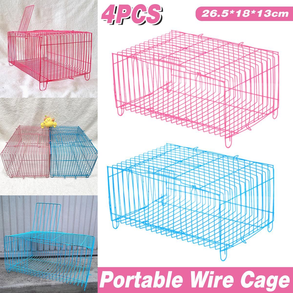 4pcs Wire Simple Bird Cage Hamster Cage Portable Small Animal Enclosure Set