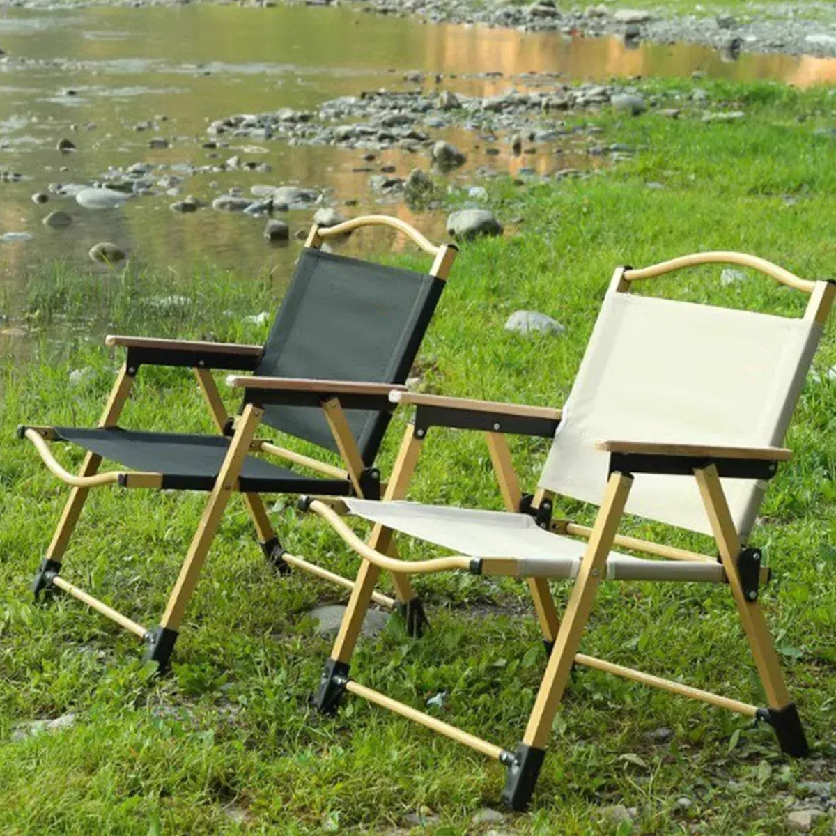 Outdoor Folding Chair Portable Camping Seat Compact Foldable Chair for Picnic - Black