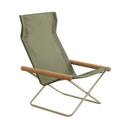 Folding Camping Chair with Solid Wood Armrests Carbon Steel Frame - Green