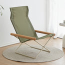 Folding Camping Chair with Solid Wood Armrests Carbon Steel Frame - Green