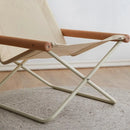 Folding Camping Chair with Solid Wood Armrests Carbon Steel Frame - Green