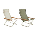 Folding Camping Chair with Solid Wood Armrests Carbon Steel Frame - Khaki