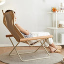 Folding Camping Chair with Solid Wood Armrests Carbon Steel Frame - Khaki