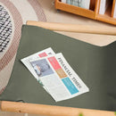 Folding Camping Chair with Solid Wood Armrests Carbon Steel Frame - Khaki