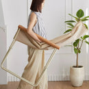 Folding Camping Chair with Solid Wood Armrests Carbon Steel Frame - Khaki