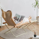 Folding Camping Chair with Solid Wood Armrests Carbon Steel Frame - Khaki