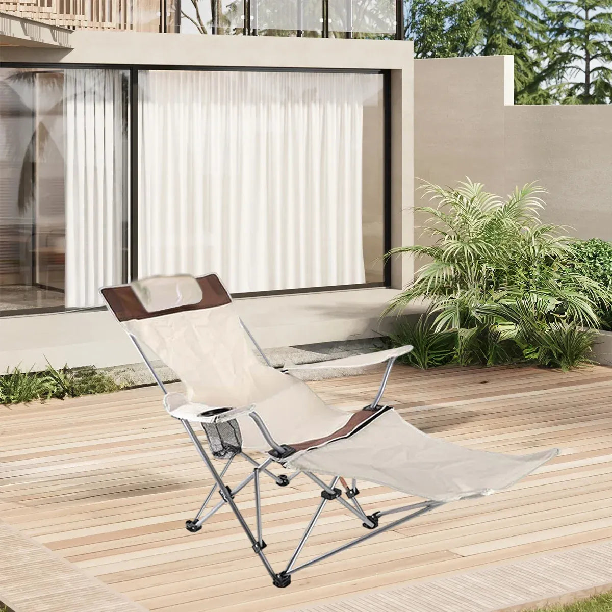 Outdoor Folding Recliner Portable Beach Camping Chair for Sitting and Lying