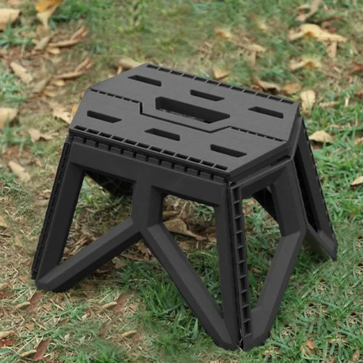 Foldable Stool Portable Fishing Stool Compact Folding Small Bench Outdoor Seat - Black
