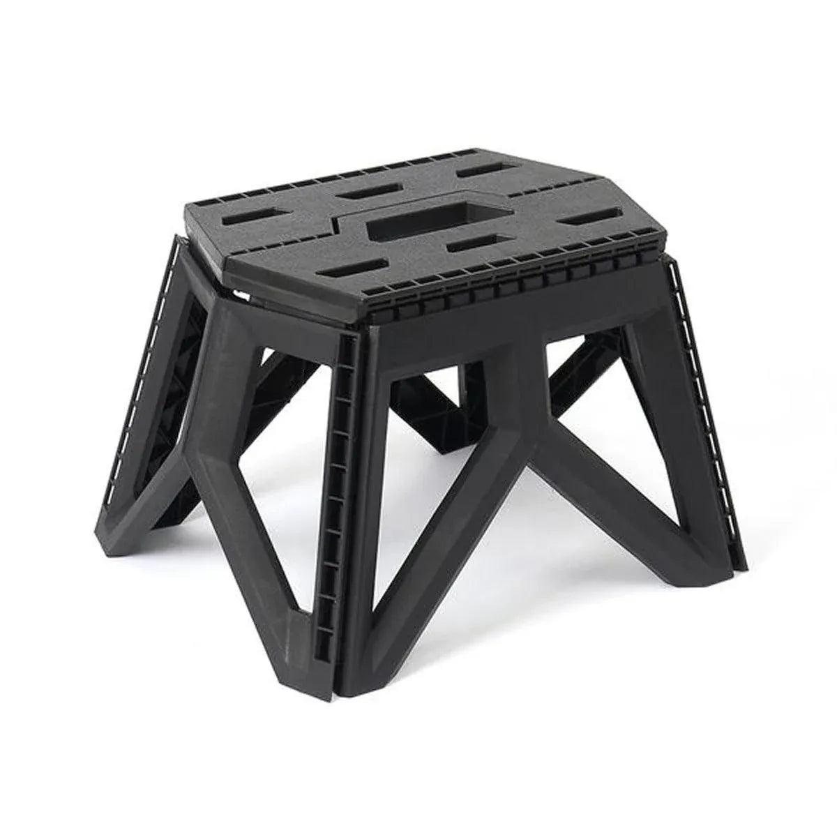 Foldable Stool Portable Fishing Stool Compact Folding Small Bench Outdoor Seat - Black