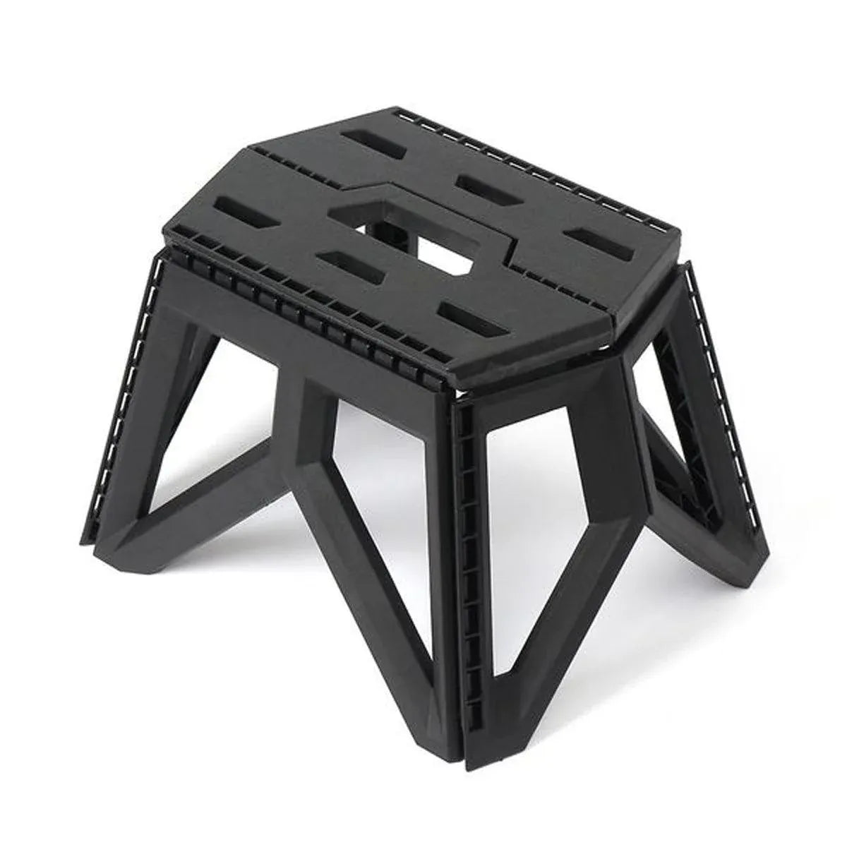 Foldable Stool Portable Fishing Stool Compact Folding Small Bench Outdoor Seat - Black