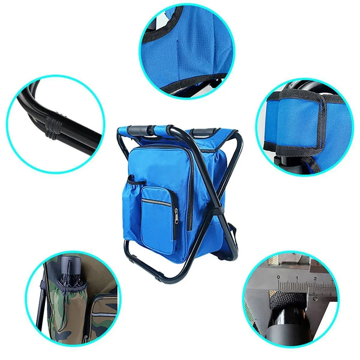 Portable Outdoor Folding Chair Oxford Small Stool for Fishing Camping Hiking - Blue
