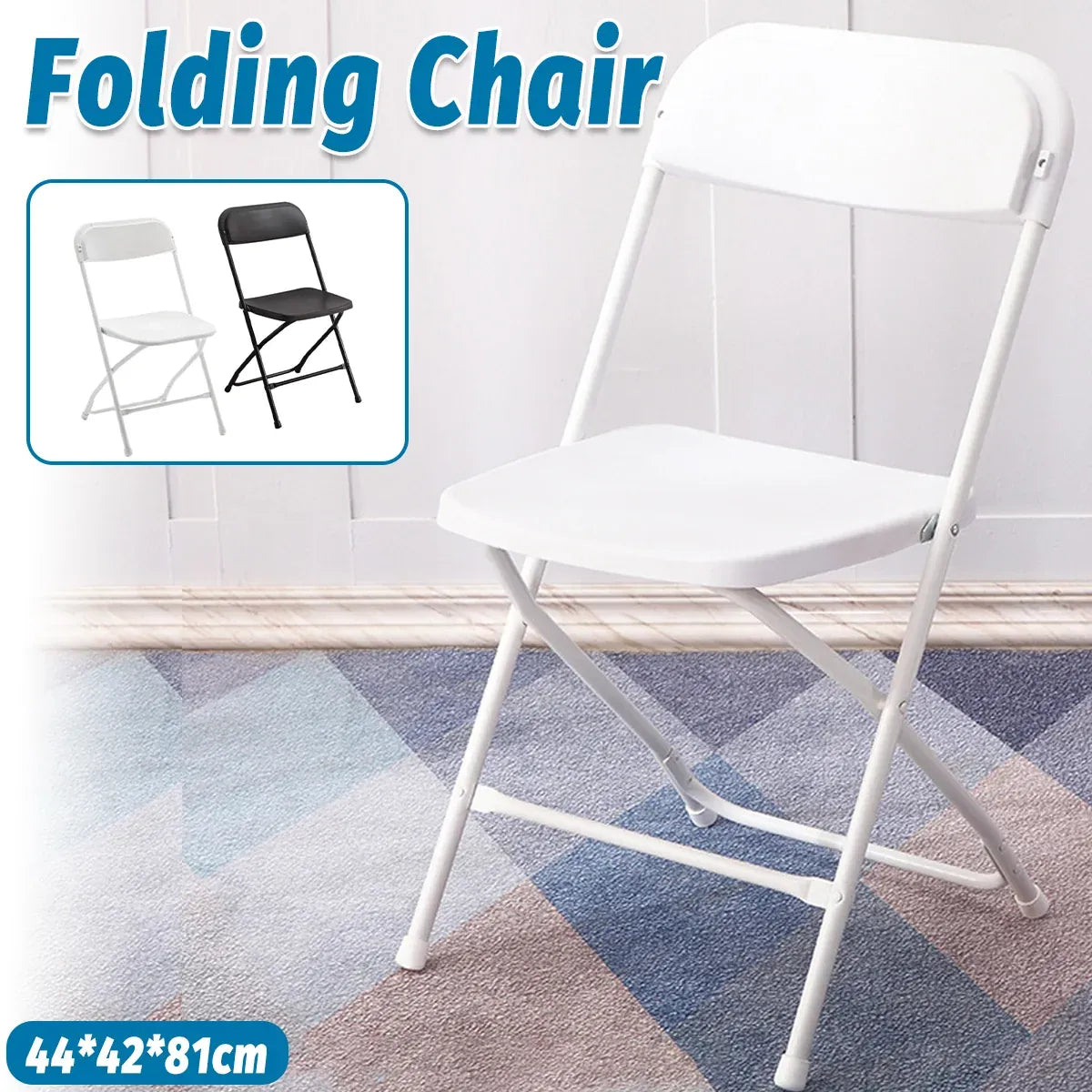 Plastic Folding Chair Office Meeting Chair Staff Training Leisure Chair - Black