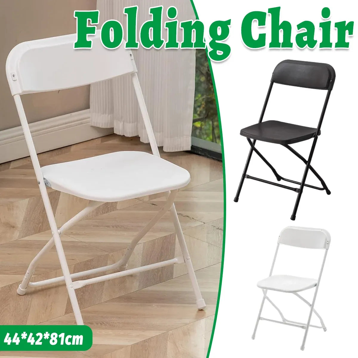 Plastic Folding Chair Office Meeting Chair Staff Training Leisure Chair - Black