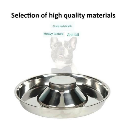 Stainless Steel Pet Bowl Slow Feeder Dish Puppy Dog Cat Food Feeding Weaning Bowl - L