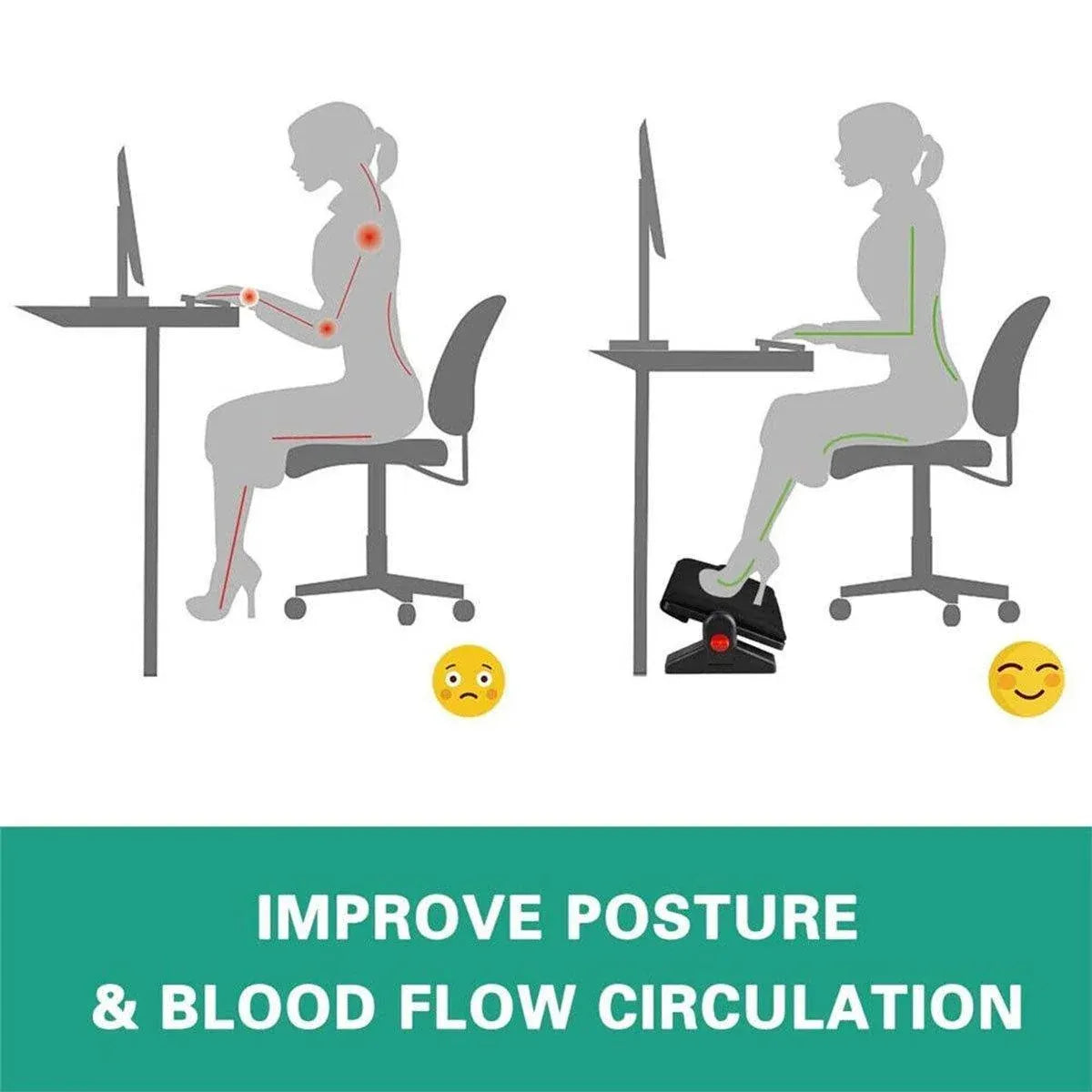 Ergonomic Footrest Stool for Office Foot Pedal Massage Footboard Home