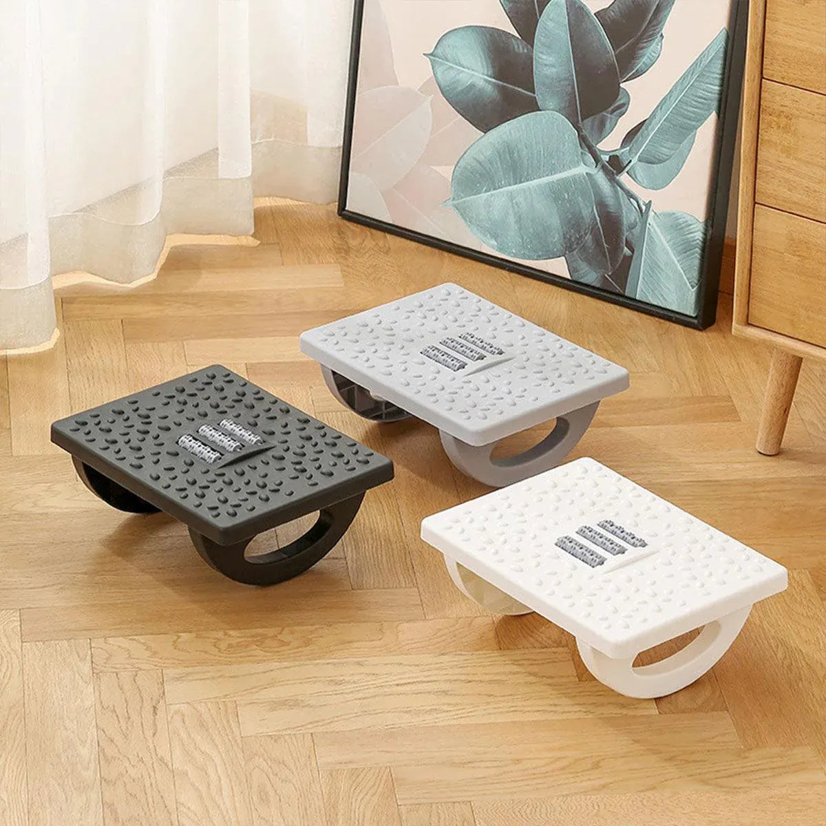 Foot Rest Stool Office Computer Desk Footrest Comfort with Massage Point Household - Black