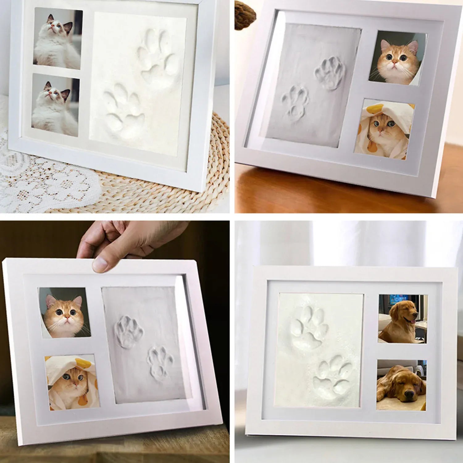 Keepsake DIY Handprint Footprint Photo Frame Kit for Pets or Memories - Black