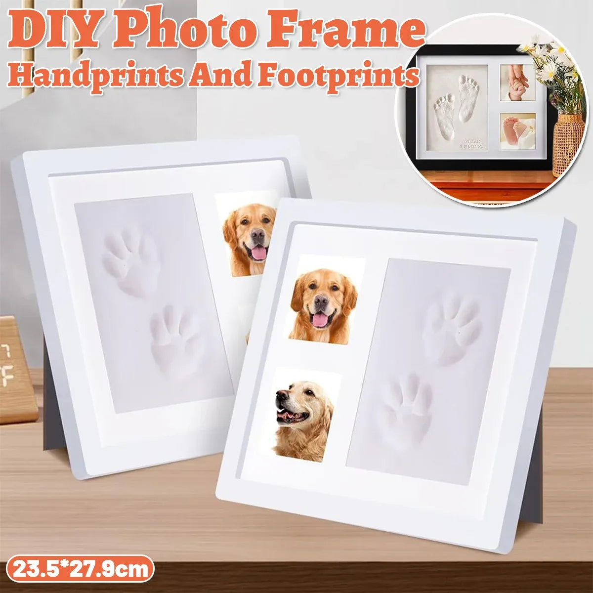 Keepsake DIY Handprint Footprint Photo Frame Kit for Pets or Memories - Black